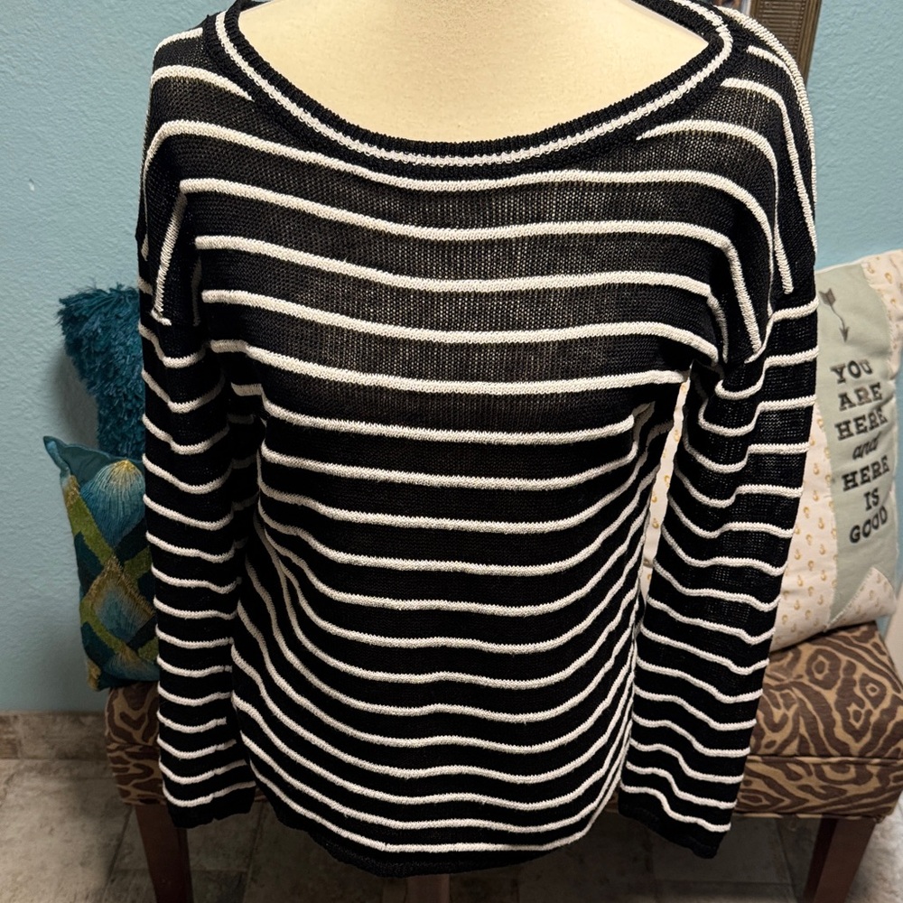 Alice + Olivia Black and White Striped Sweater